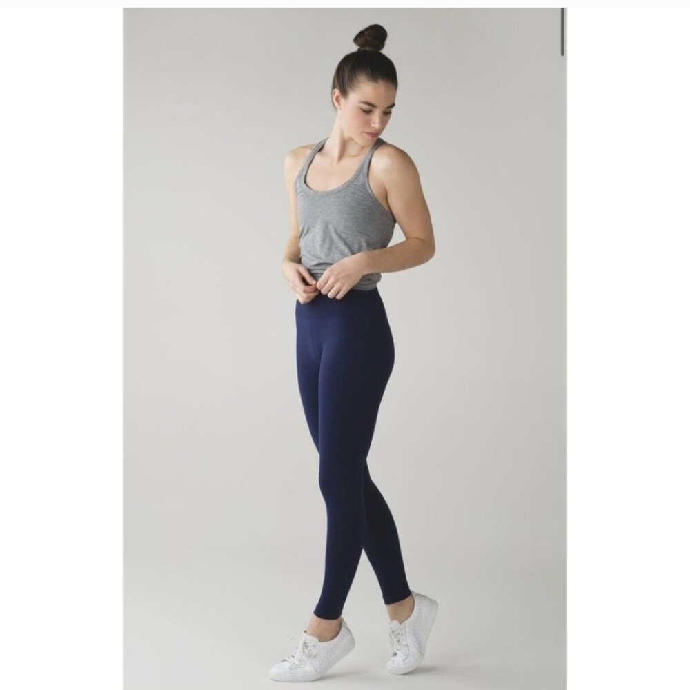 Lululemon Flow & Go Tight Hero Navy Blue Perforated Yoga Workout Pant Leggings